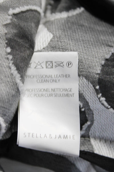 Stella & Jamie Womens Cotton + Silk Abstract Print Zip Up Jacket Gray Size S