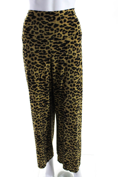 Norma Kamali Womens Stretch Animal Print High-Rise Flare Leggings Beige Size L