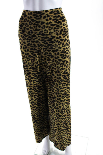 Norma Kamali Womens Stretch Animal Print High-Rise Flare Leggings Beige Size L