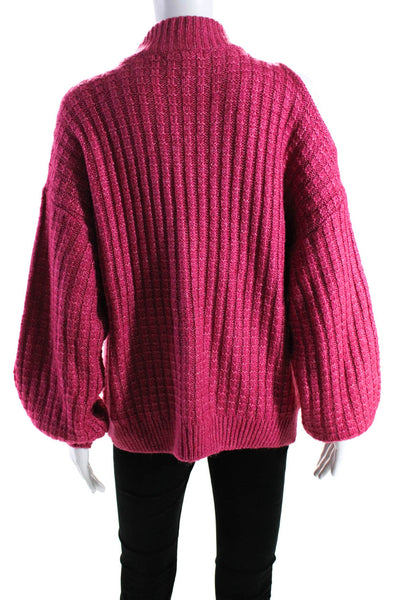 Design History Womens Knitted Cold Shoulder Long Sleeve Sweater Pink Size M