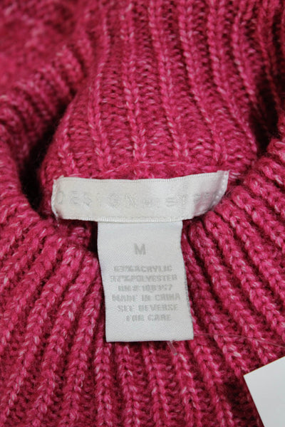 Design History Womens Knitted Cold Shoulder Long Sleeve Sweater Pink Size M