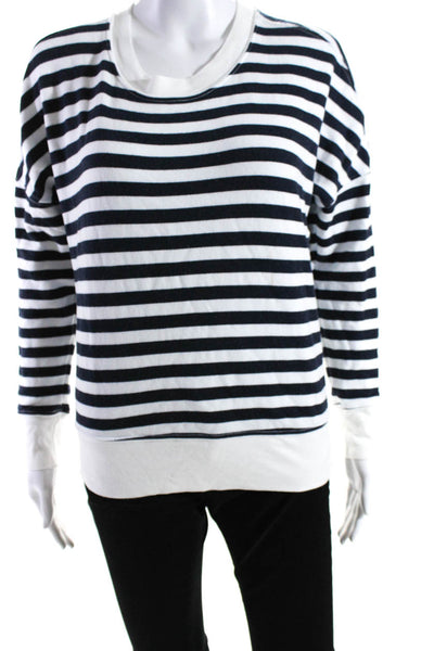 Stateside Womens Cotton Striped Print Back Lace-Up Long Sleeve Top White Size XS