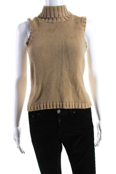 525 Womens Cotton Turtleneck Knitted Sweater Top Cardigan Set Brown Size S