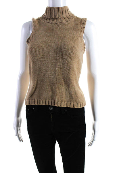 525 Womens Cotton Turtleneck Knitted Sweater Top Cardigan Set Brown Size S