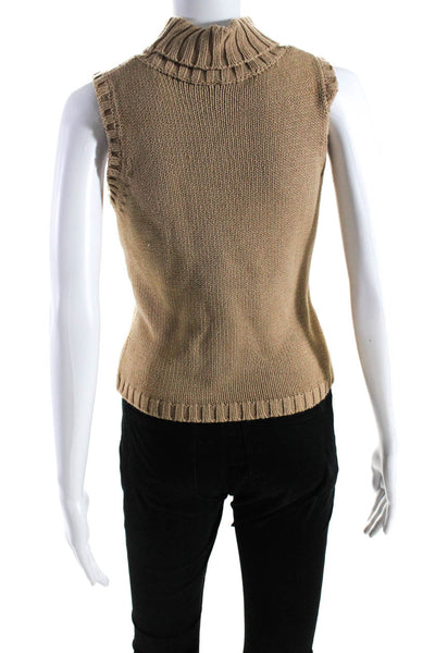 525 Womens Cotton Turtleneck Knitted Sweater Top Cardigan Set Brown Size S