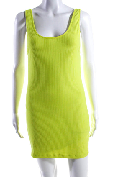 Superdown Womens Ribbed Jersey Scoop Back Mini Sheath Dress Green Size Medium