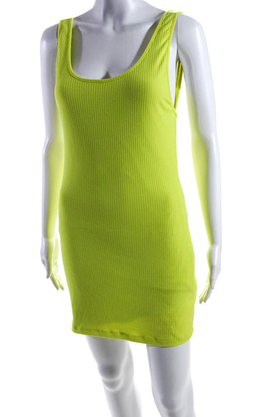 Superdown Womens Ribbed Jersey Scoop Back Mini Sheath Dress Green Size Medium