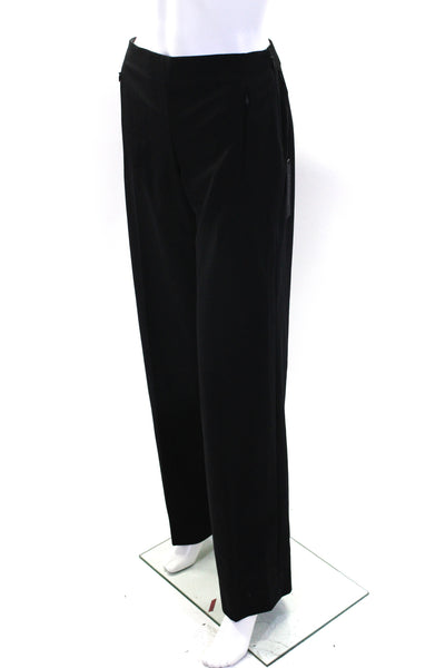 Elie Tahari Womens Mid Rise Straight Leg Pleated Woven Pants Black Size 2