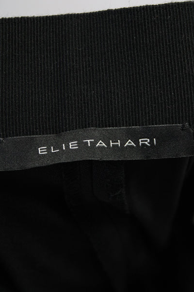 Elie Tahari Womens Mid Rise Straight Leg Pleated Woven Pants Black Size 2