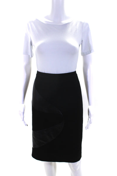 Boss Hugo Boss Womens Faux Leather Insert Knee Length Pencil Skirt Black Size 8