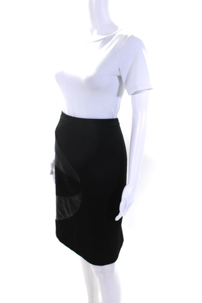 Boss Hugo Boss Womens Faux Leather Insert Knee Length Pencil Skirt Black Size 8