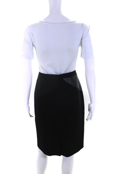 Boss Hugo Boss Womens Faux Leather Insert Knee Length Pencil Skirt Black Size 8