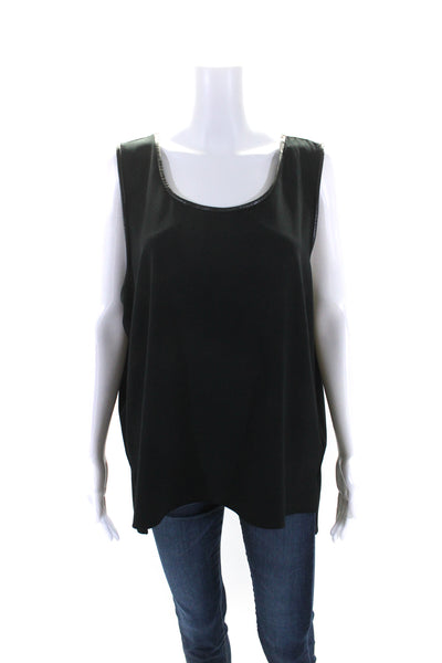 DKNY Womens Black Scoop Neck Slip One Back Sleeveless Blouse Top Size XL