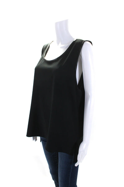 DKNY Womens Black Scoop Neck Slip One Back Sleeveless Blouse Top Size XL