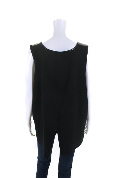 DKNY Womens Black Scoop Neck Slip One Back Sleeveless Blouse Top Size XL