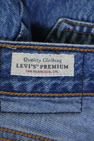 Levi's Womens Blue Medium Wash Fly Button High Rise Straight Leg Jeans Size 25