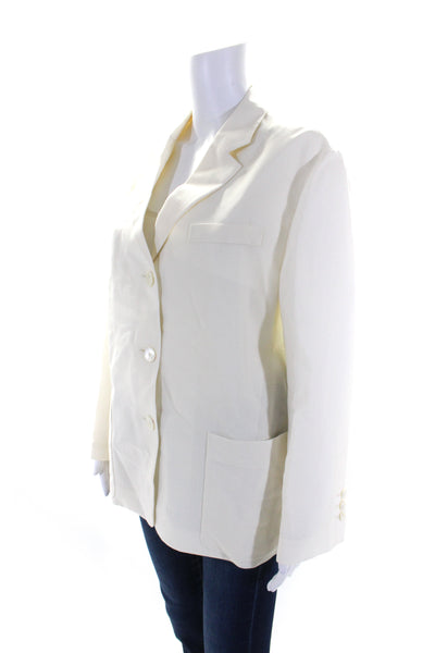 Prada Womens Long Sleeves Button Down Suit Jacket Ivory White Wool Size EUR 38