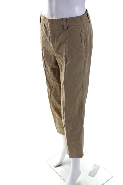 Vince Womens Zipper Fly High Rise Pleated Straight Leg Pants Beige Size 0