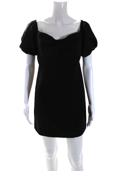 Milly Women's Sweet Heart  Neckline Puff Sleeves Mini Dress Black Size 6