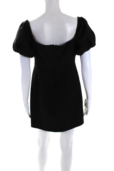 Milly Women's Sweet Heart  Neckline Puff Sleeves Mini Dress Black Size 6