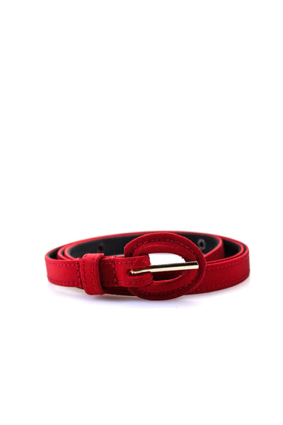 Oscar de la Renta Women's Buckle Closure Skinny Belt Red Size L