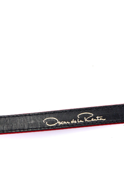 Oscar de la Renta Women's Buckle Closure Skinny Belt Red Size L