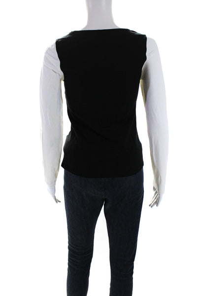 Karen Millen Womens Color Block Cutout Long Sleeve Top Blouse Black Size Size 8