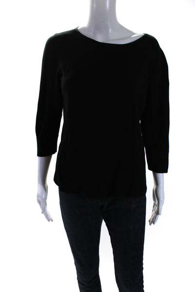 Eileen Fisher Womens Crew Neck 3/4 Sleeve Sweater Black Size Large