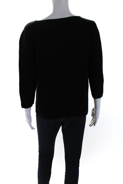 Eileen Fisher Womens Crew Neck 3/4 Sleeve Sweater Black Size Large