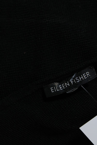 Eileen Fisher Womens Crew Neck 3/4 Sleeve Sweater Black Size Large