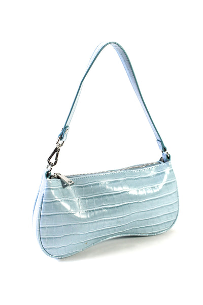 JW Pei Womens Cros Embossed Vegan Leather Shoulder bag Ice Blue Size S