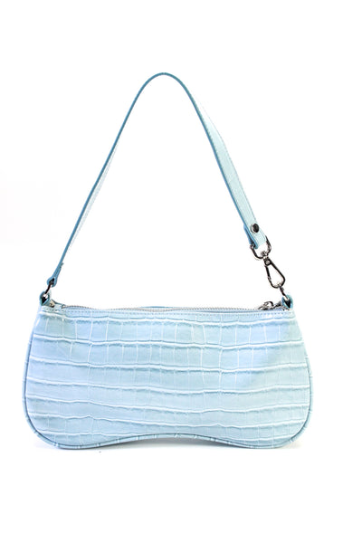 JW Pei Womens Cros Embossed Vegan Leather Shoulder bag Ice Blue Size S