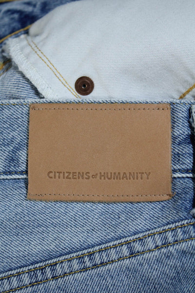 Citizens of Humanity Womens Eva Mid Rise Distressed Straight Jeans Blue Size 24