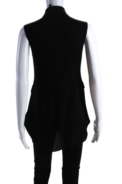 Theory Womens Ribbed Sleeveless Tunic Turtleneck Shell Sweater Black Size Small