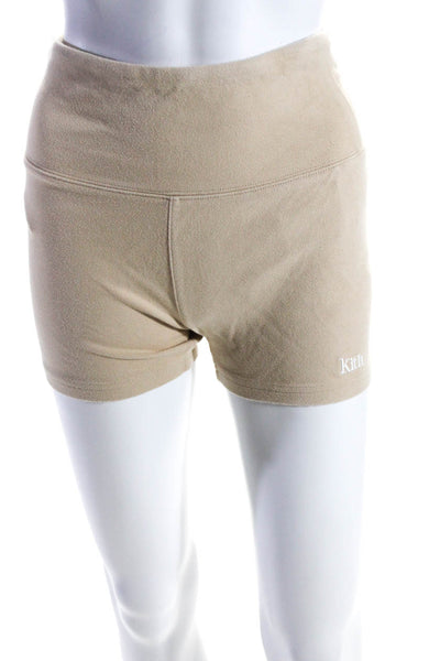 Kith Womens High Waist Jersey Bike Shorts Beige Cotton Size Small