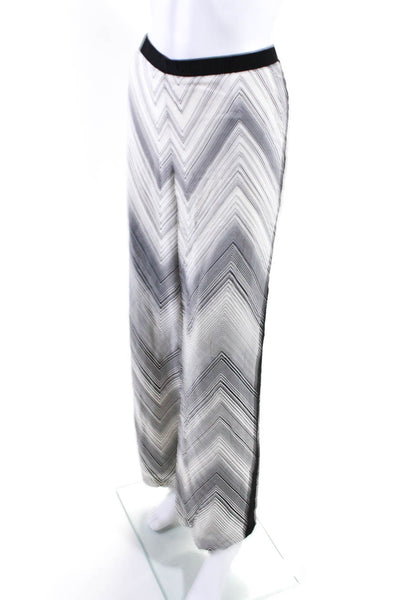 Trina Turk Womens Low Rise Chevron Herringbone Wide Leg Pants Black White XXL