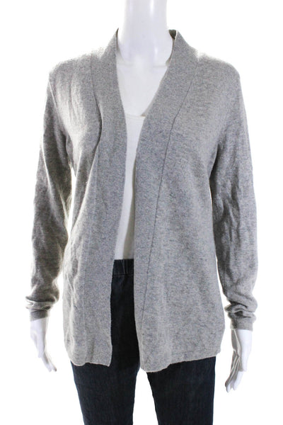 Magaschoni Womens Perforated Knit Open Front Cardigan Sweater Gray Size Medium