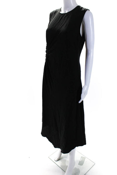 Elizabeth and James Womens Ruched Satin Sleeveless Midi Dress Black Size 12