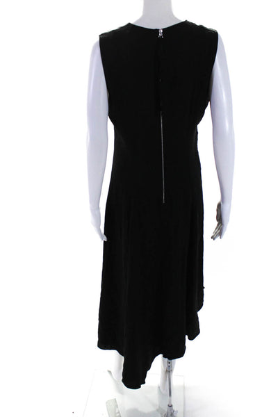 Elizabeth and James Womens Ruched Satin Sleeveless Midi Dress Black Size 12