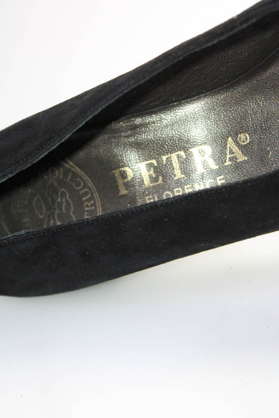 Petra Firenze Womens Cap Toe Slip On Stiletto Pumps Black Suede Size 4