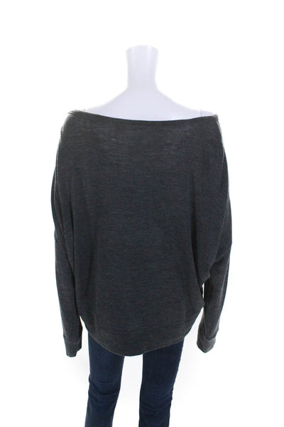 Vince Womens Dark Gray Wool Scoop Neck Long Sleeve Dolman Sweater Top Size M