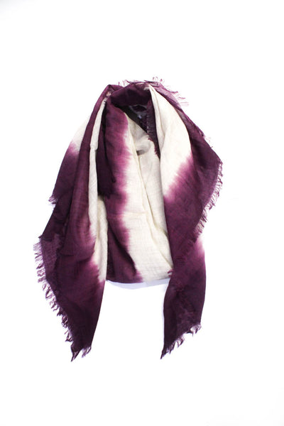 Rolex Womens Light Weight Large Neck Scarf White Mulberry Purple Wool