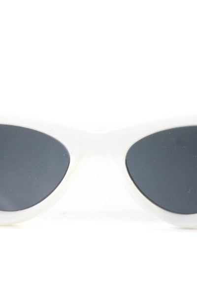 Adam Selman X Le Specs Womens Cat Eye Black Lens Pull On Sunglasses White