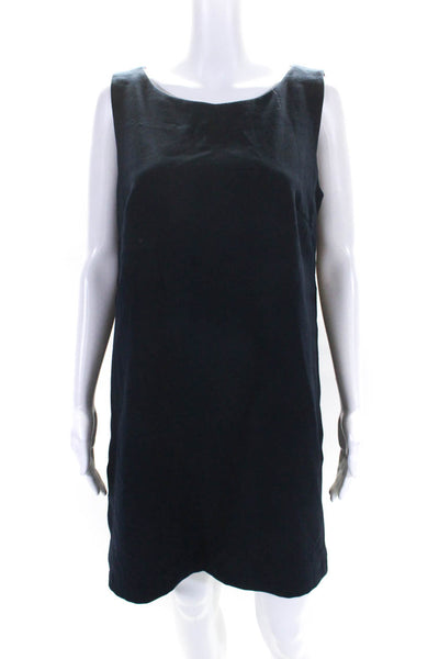 Trina Turk Women's Round Neck Sleeveless A-Line Mini Dress Navy Blue Size 10