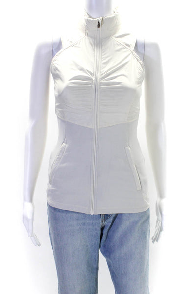 Lululemon Womens Two Pocket High Neck Zip Up Activewear Vest Beige Size 2