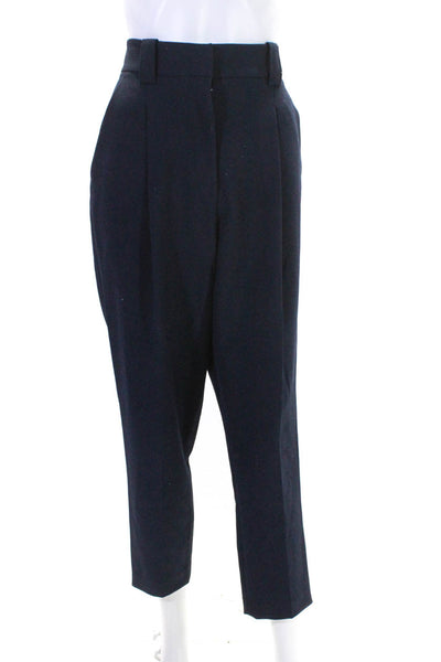 ALC Womens Mid Rise Slim Leg Tapered Pleated Dress Pants Navy Blue Size 6