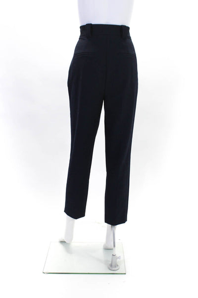 ALC Womens Mid Rise Slim Leg Tapered Pleated Dress Pants Navy Blue Size 6