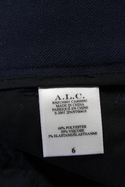 ALC Womens Mid Rise Slim Leg Tapered Pleated Dress Pants Navy Blue Size 6