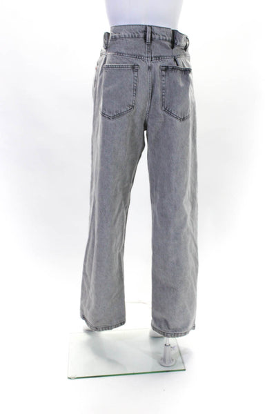 Raey Womens Button Fly Wide Straight Leg Jeans Pants Gray Size 22