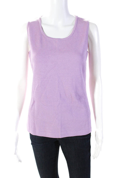 St. John Women's Scoop Neck Sleeveless Sweater Tank Lavender Size P